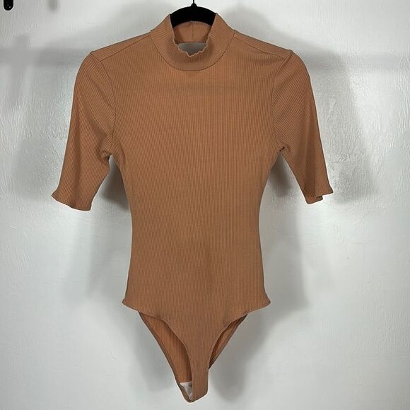 Reformation Ribbed High Neck Open Back Bodysuit Size L - Picture 1 of 8